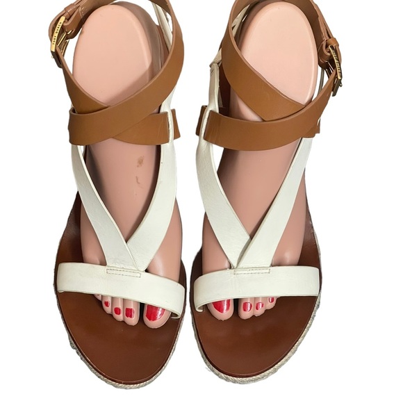 Tory Burch Marbella Tan White Ankle Strap Sandals size 9/12 M - Picture 2 of 15